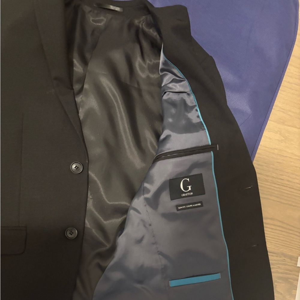 Grafton Slim Fit Black Men's Suit Jacket - Picture 2 of 5